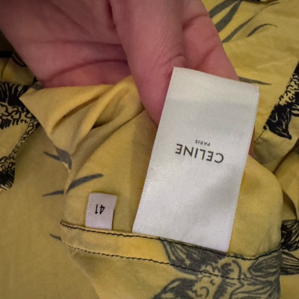 Celine Yellow and Black Floral Men's Shirt - Picture 7 of 9